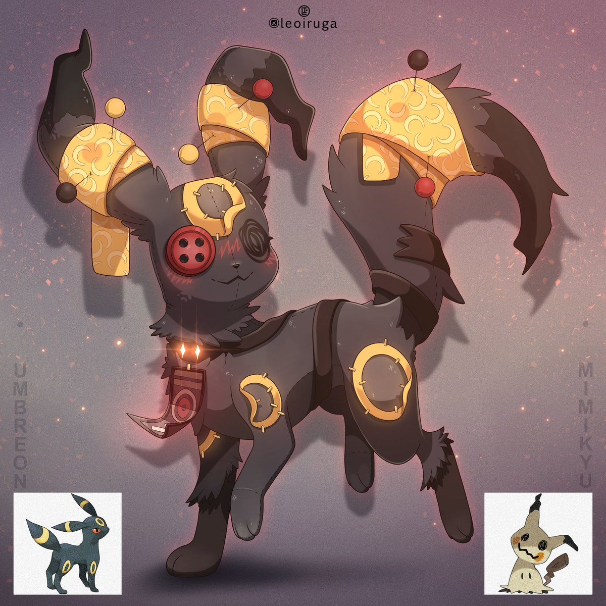 leoiruga's tweet image. Use only ONE piece of art to convince people to follow you…

Umbreon and Mimikyu Fusion