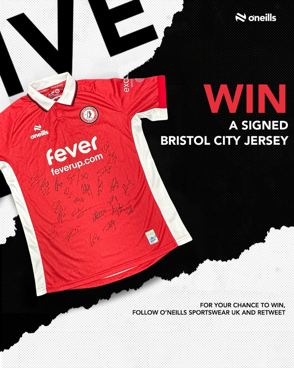 🚨 Competition time 🚨  

Want to win a SIGNED <a href="/BristolCity/">Bristol City FC</a> Jersey?

To enter the draw: 
1.Follow O’Neills Sportswear UK ✅ 
2.Repost this tweet ✅ 

Enter again via Facebook &amp; Instagram 
through the link below: 
linktr.ee/oneillssportsw… 

Winner will be announced 28.11.25