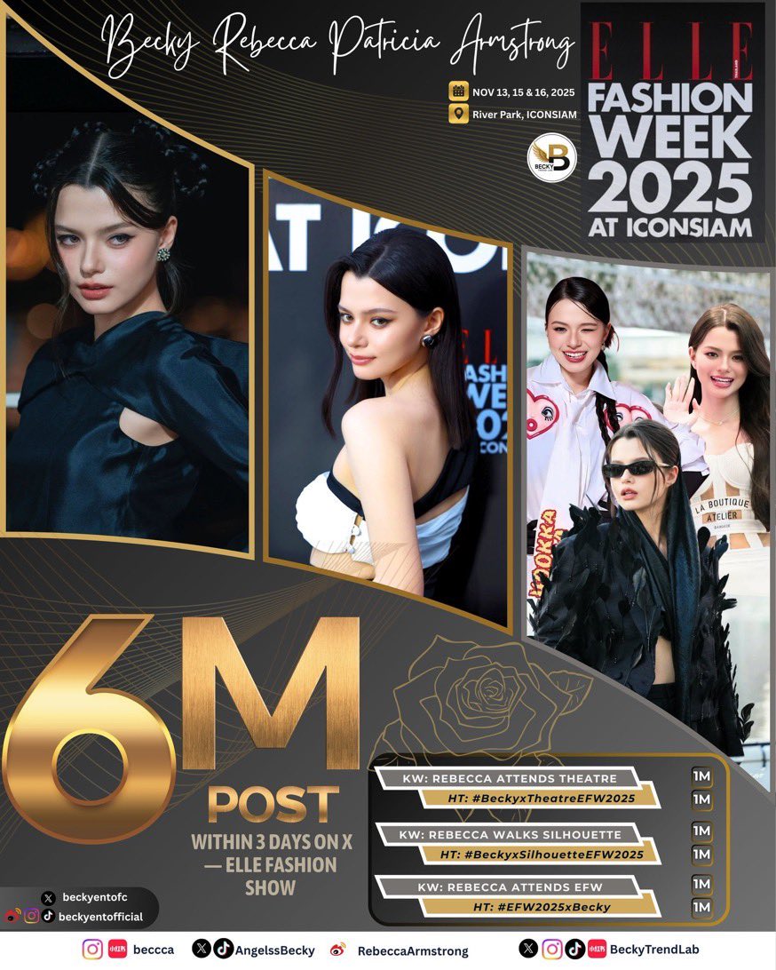 BECKYTRENDLAB's tweet image. #beckysangels   #BeckyArmstrong‌ 
In 3 unforgettable days at the Elle Fashion Show 2025, Becky’s shining presence illuminated every moment, captivating all who witnessed her grace and style.✨ Together, we reached to an incredible milestone across 3 trending party highlights

KW:…