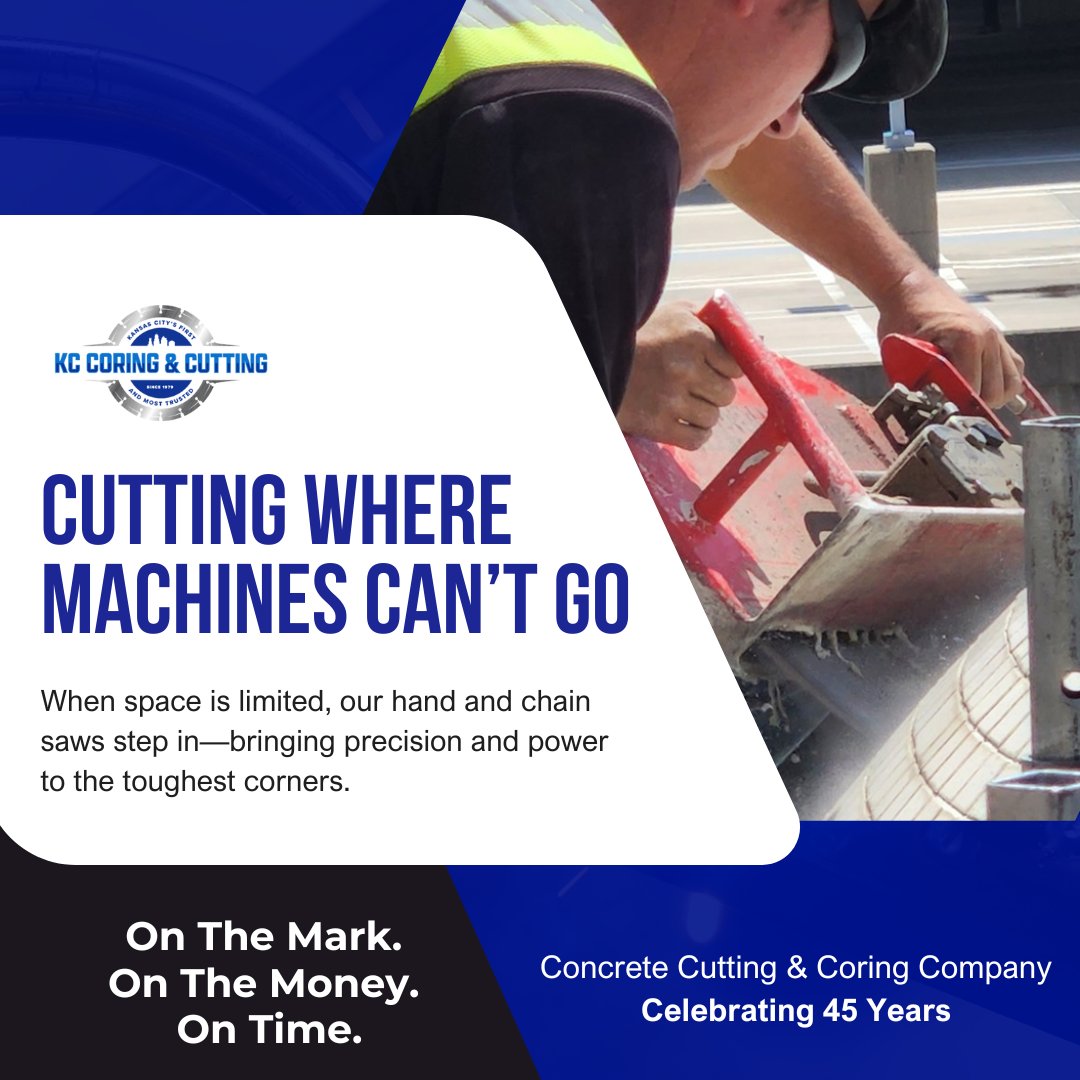 CoringKc's tweet image. Compact Power Unleashed! 🚀 Need to cut in tight spaces or indoors? Our hand and chain sawing solutions offer unmatched flexibility where big equipment can’t reach. 🛠️ #KCCoring #KansasCity