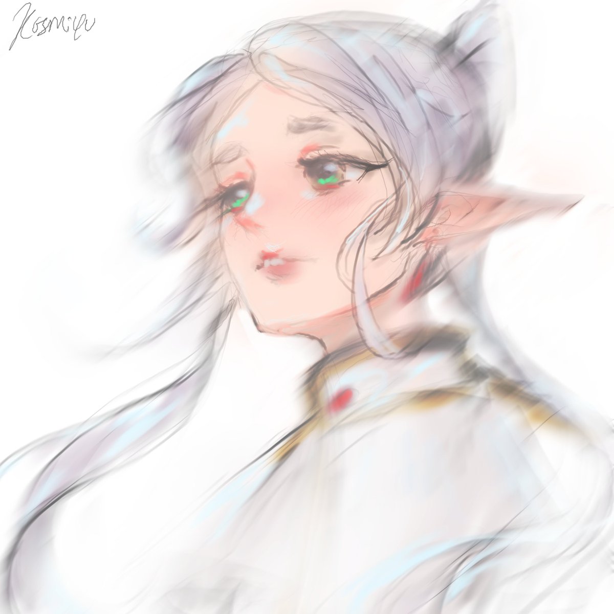 tried sketching frieren's tricky head angle… it’s 3am i should sleep