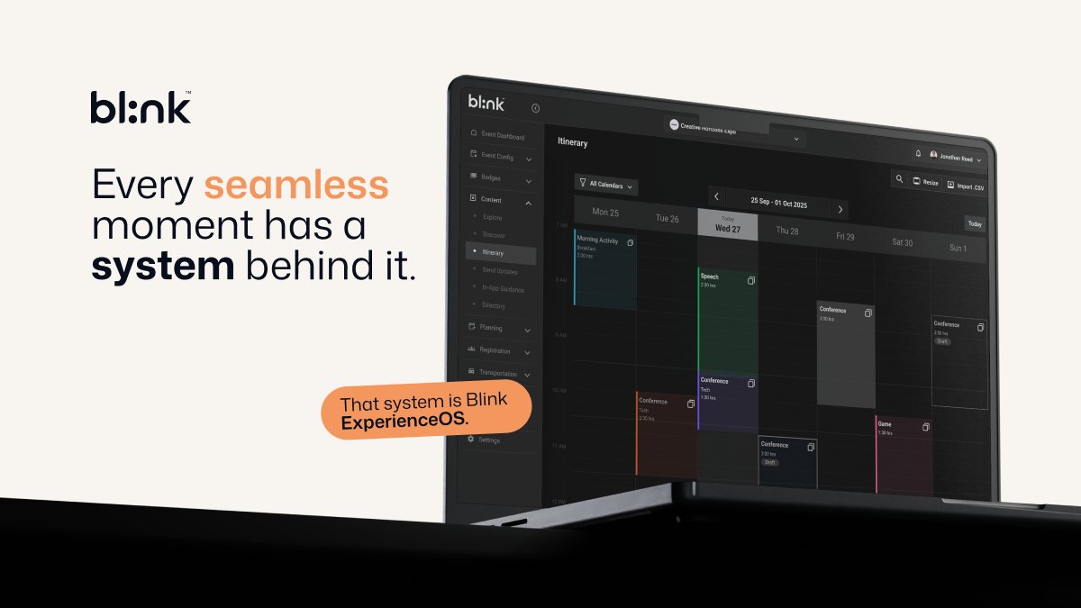 PoweredbyBlink's tweet image. Flawless experiences don’t happen by chance, they’re powered by coordination you don’t see.

Blink Experience OS connects every detail behind the scenes, so what feels effortless is actually perfectly orchestrated.

Request a demo at blink.global

#Blink #EventTech