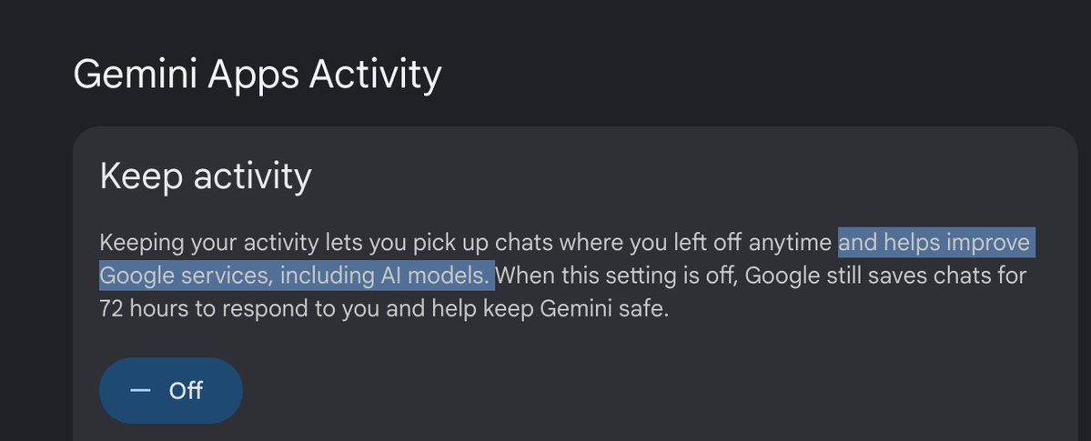 antor's tweet image. Want seamless chat continuity? 

Hand over your data.
Convenience shouldn’t require a privacy sacrifice.
@OfficialLoganK