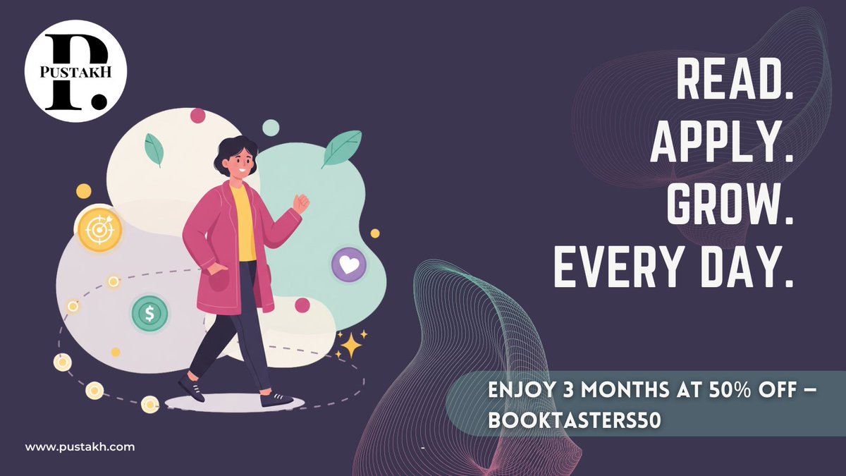 BookTasters's tweet image. Unlock your reading goals.
Grow your skills every day with Pustakh.
Use code BOOKTASTERS50 for 50 percent off your first 3 months.