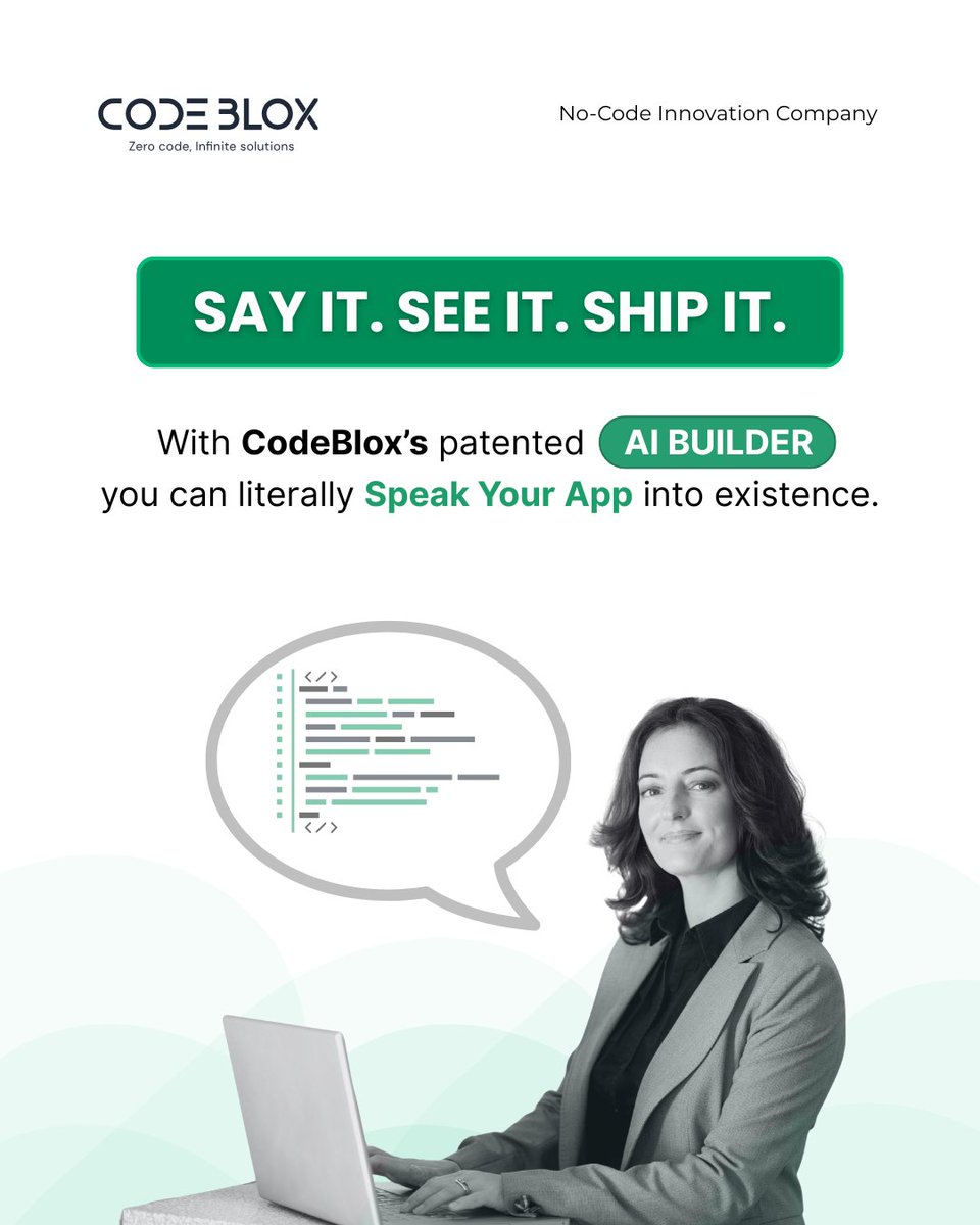 CodeBloxHQ's tweet image. Imagine describing your workflow… and an app appears.

That’s not the future. That’s CodeBlox’s AI Builder today.

Experience it yourself.

Try CodeBlox free: codeblox.com/sign-up

#NoCode #AIBuilder #CodeBlox #TechInnovation #BuildWithAI #SmartAutomation #SaaSPlatform