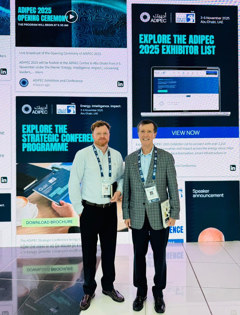 iNet_Connect's tweet image. Earlier this month, iNet’s CEO Mark Slaughter and VP of Sales &amp;amp; Marketing, EMEA Region Simon King attended @ADIPECOfficial in Abu Dhabi. 

#ADIPEC #EMEA #Qatar #offshore #oilandgas #connectivity #communication #technology #wireless #highspeed #remote #satellite #LEO #starlink