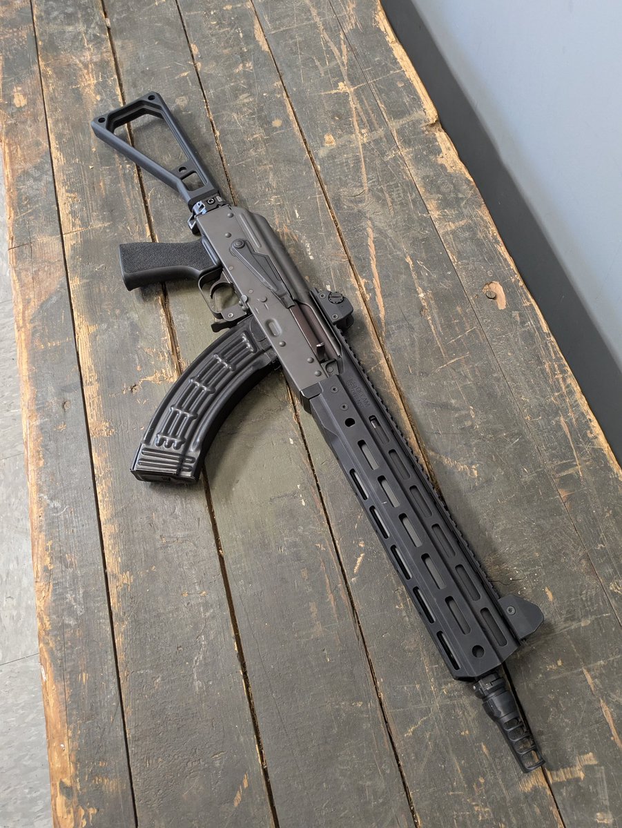 TheAKGuy's tweet photo. This is something we’ve been cooking up for a while now. We call it our Occam Warfighter.

We built this to be one of the best tactical AK setups possible. Occam rail, suppressor ready brake, folding stock.

This is the first one ever, and it’s going to one lucky campaign donor👇 https://t.co/2np3fAuQuG