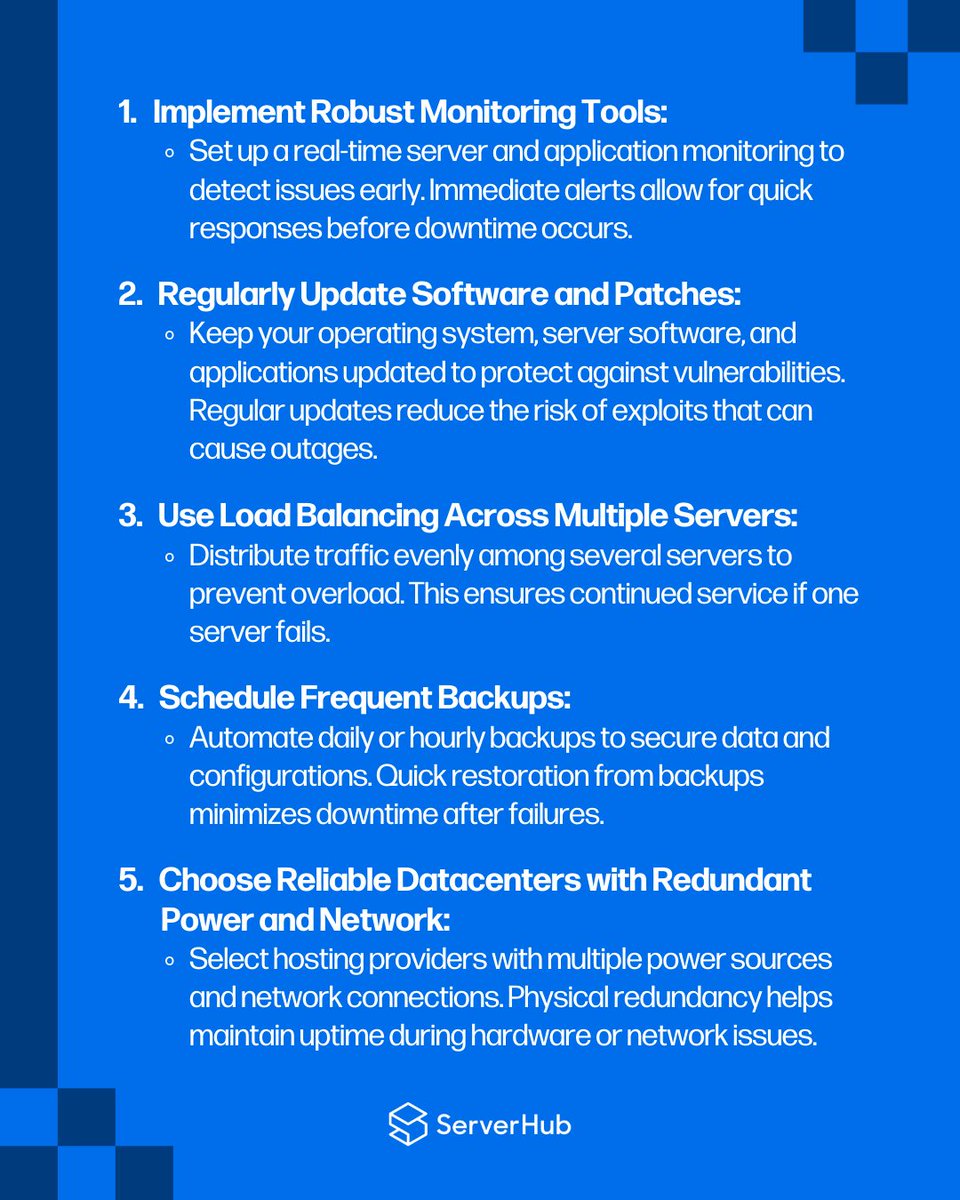 ServerHub's tweet image. Learn the 5 quick tips to improve your website&apos;s uptime and reliability with #ServerHub&apos;s guide!📚 From CDNs to backups, we&apos;ve got the best tips you need. Read it to take control of your online presence!

#Serverhub #VPS #dedicatedservers #webhosting #techtips #hostingsolutions