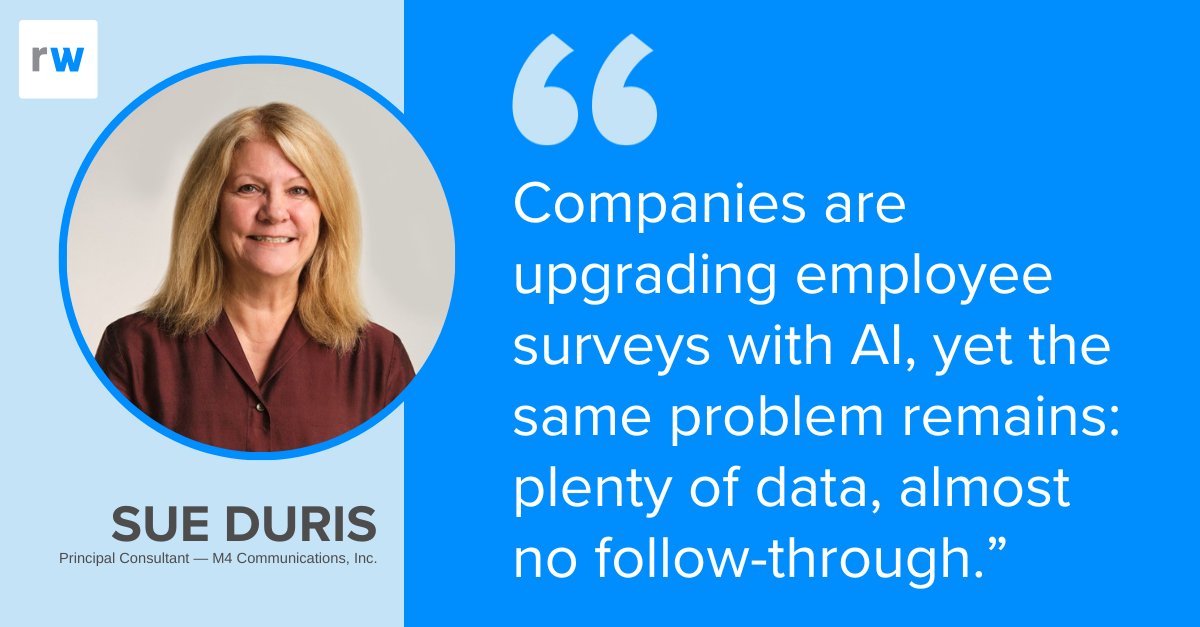 GetReworked's tweet image. Tired of endless surveys that never lead to real change? Reworked Contributor Sue Duris argues that AI tools alone won’t fix the problem, companies also need an “action architecture” so insights turn into real impact, fast.

ow.ly/G3nl50XtTUE

#EmployeeExperience #AI…