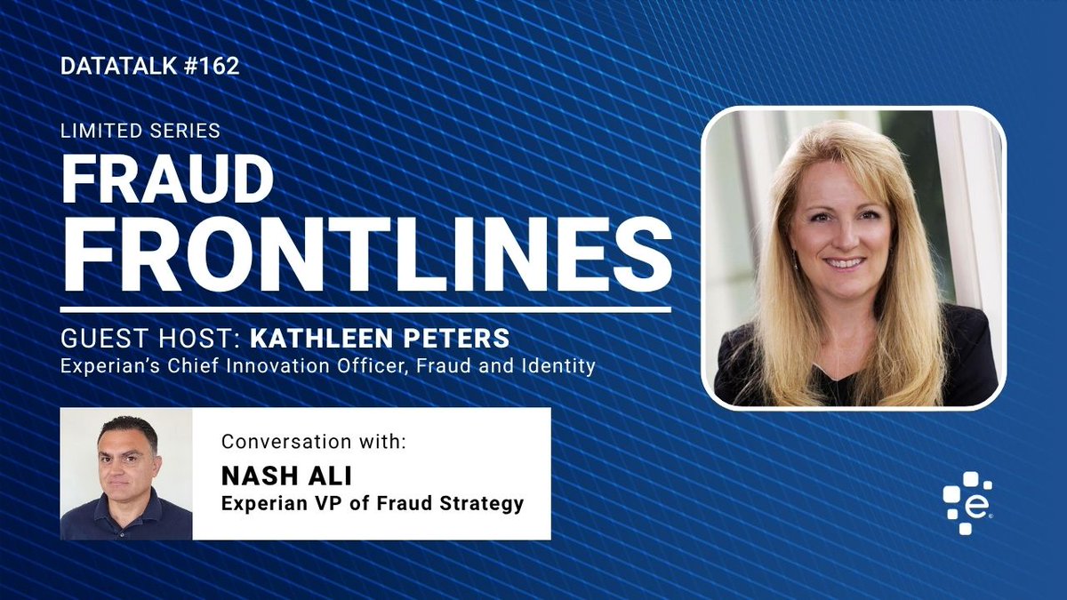 Experian's tweet photo. 🚨 We’re excited to announce the launch of our brand new #DataTalk podcast series, “Fraud Frontlines,” during #InternationalFraudAwarenessWeek! Hosted by Kathleen Peters, Experian’s Chief Innovation Officer, this inaugural episode features a conversation with Nash Ali, Experian’s VP of Fraud Strategy, exploring how #fintech innovation is reshaping the #fraud landscape. 🙌🎧
 
Tune in and listen to the full episode: https://t.co/vwie0VsyGw