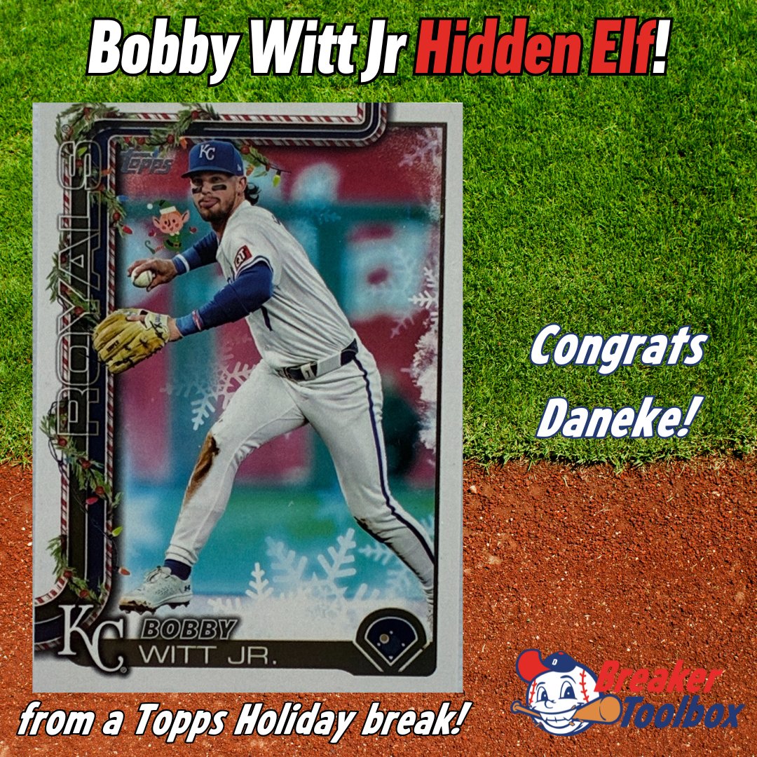 BreakerToolbox's tweet image. Bobby Witt Jr Hidden Elf from a Topps Holiday break! Congrats Daneke!

#baseballcards #cardbreaks #topps #toppsholiday #thehobby
