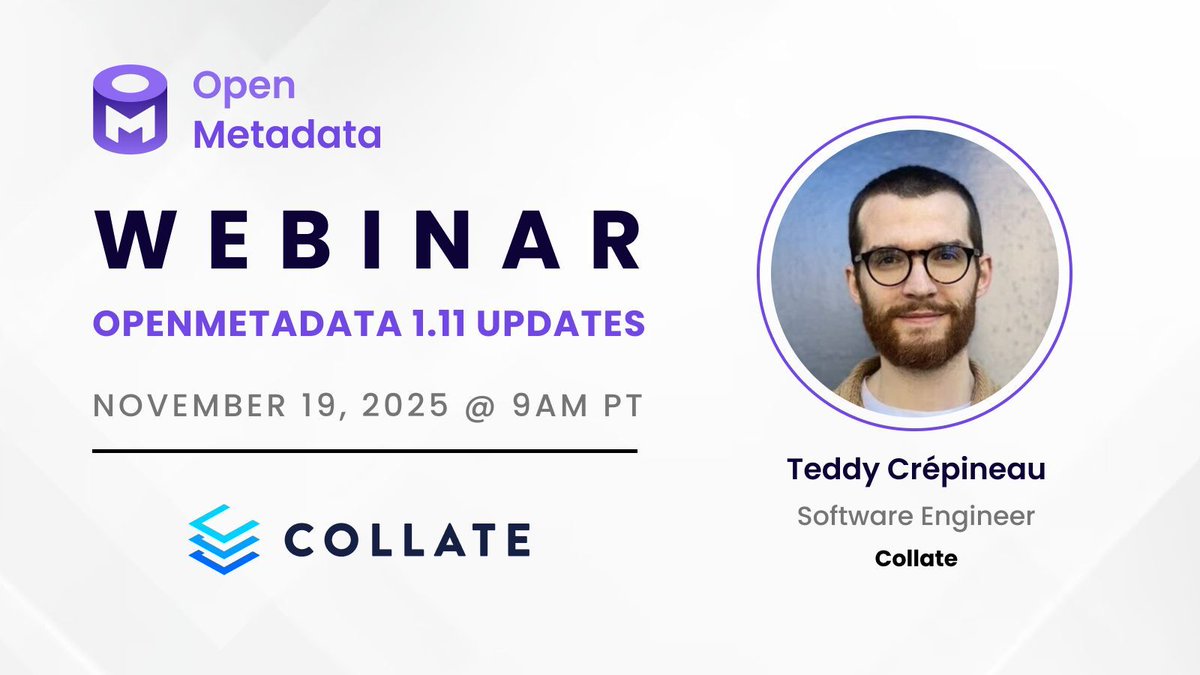 CollateData's tweet image. Starting online in 1 hour! 

Our next online meetup &quot;Airflow, goose, and OpenMetadata 1.11!” Join us as our special guest, Kenten Danas, shares what&apos;s new in Apache Airflow 3!

meetup.com/openmetadata-m…