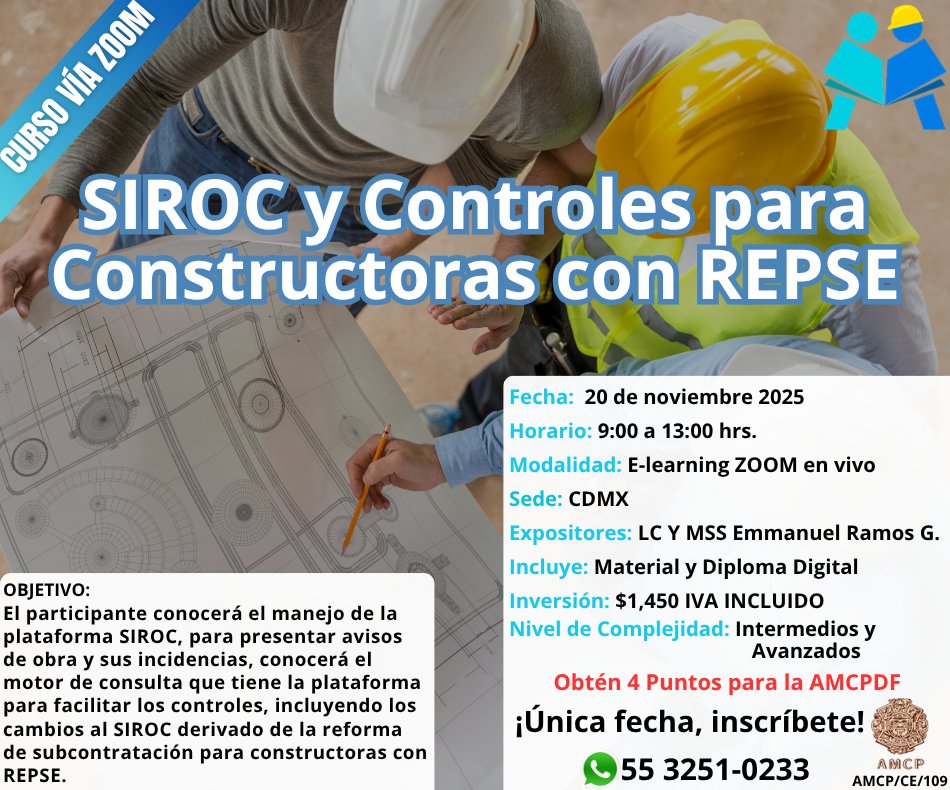 GMcapacitacion1's tweet image. 👷‍♀️ Un error en el #SIROC o #REPSE puede generar   sanciones o la pérdida del registro.
Capacítate y aprende cómo presentar correctamente avisos, incidencias y reportes ante el #IMSS.
📅20 de noviembre | Zoom en vivo
📲 ¡Asegura tu lugar! wa.link/tabzj9 
#cursos #contador