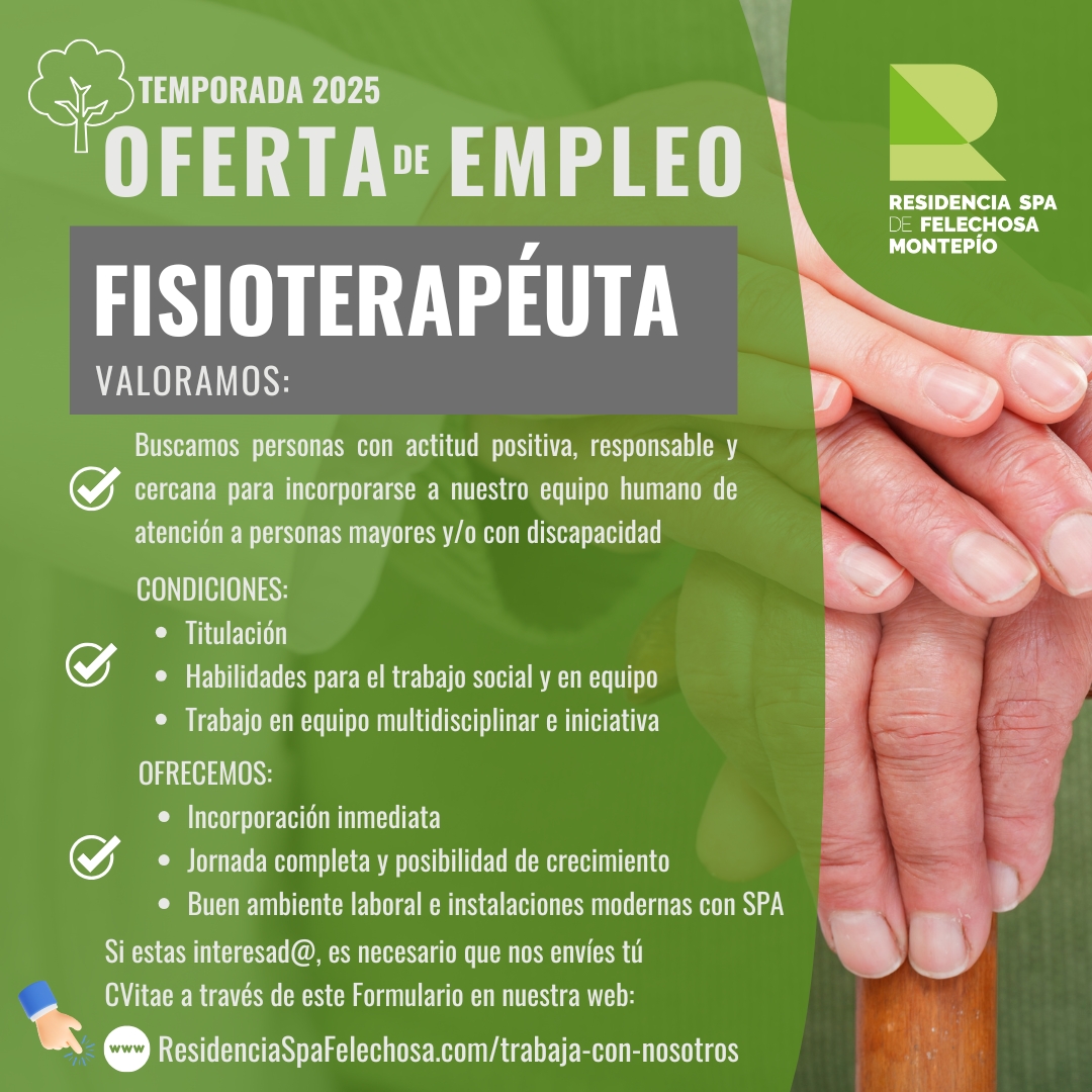 MontepioAst's tweet photo. 📢 Oferta de #Empleo en #ResidenciaFelechosa🟢
✔ Puesto: Fisioterapeuta 🙌
🖋 Condiciones: En la creatividad👇
📩 Si estás interesad@ envíanos tu C. Vitae a través del #Formulario📄 dispuesto en nuestra web y accesible en este link 👇
🌐 https://t.co/2YtNKqvQOV https://t.co/J3yVuPiDz6