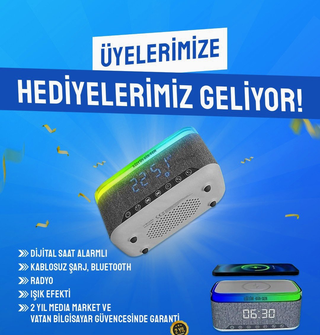 ibrahimcoskun63's tweet photo. Saygıdeğer Üyelerimiz;
Bu yıl sizlere sunulacak hediyemiz
fotoğraflarda görüldüğü üzere;
📍Radyolu, dijital saat ve alarmlı,
📍Işık efektli,
📍Kablosuz şarj özellikli,
📍Bluetooth bağlantılı bir üründür.
📍Ürünler Mikado marka olup, 2 yıl Media Markt ve Vatan Bilgisayar garantisi kapsamındadır.
Katkılarınız bizim için çok değerli.
En kısa zamanda hediyenizi keyifle kullanmanızı dileriz.
​Saygılarımızla,
@ebs1sanliurfa