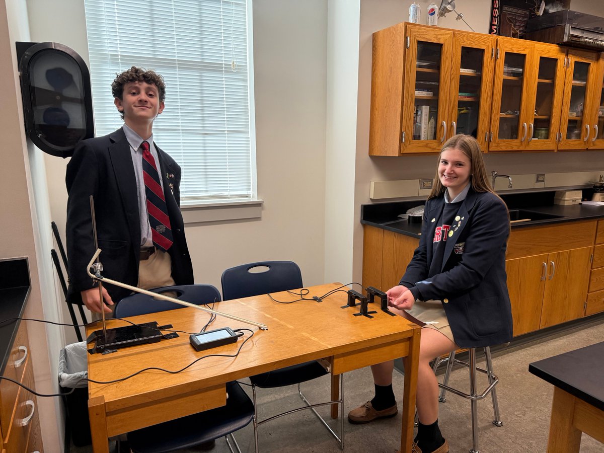 Gerstell's tweet image. 🎯 Physics meets precision!
Mrs. Wargo’s class tackled Projectile Motion with ramps, photogates, and kinematic equations—predicting the ball’s landing spot like pros. Science in motion!
#GerstellAcademy #STEM #PhysicsLab