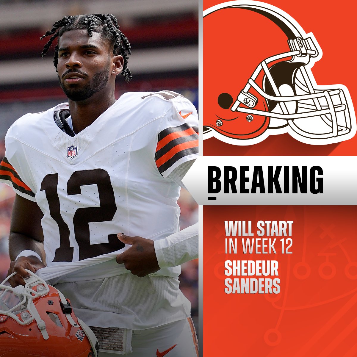 Browns QB Shedeur Sanders will start Sunday vs. Raiders. 