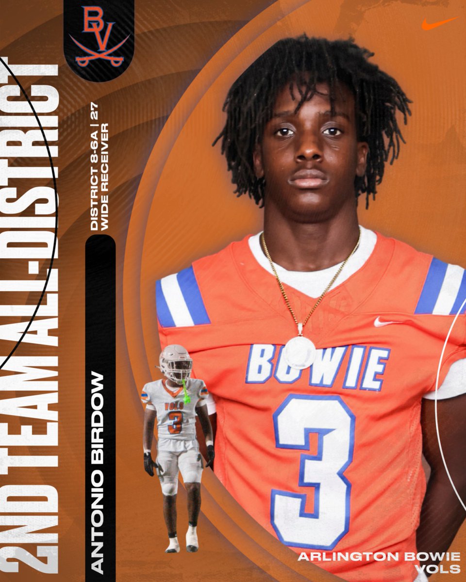 bowievolfb's tweet photo. S/o to 27 WR/ATH @Ajbirdow3 for making the All-District Team #BBAW #recruitvols 

Hudl Highlights: https://t.co/lUYBEyjdSV https://t.co/tuU82kyTU8