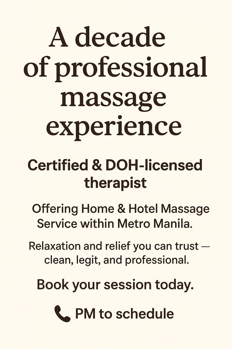 Hard_Massuer's tweet photo. Legit DOH-licensed massage, 10 years experience.
Ako na pupunta sa’yo — Home or Hotel.
Book now. ✔ https://t.co/jzOm6WZrHI