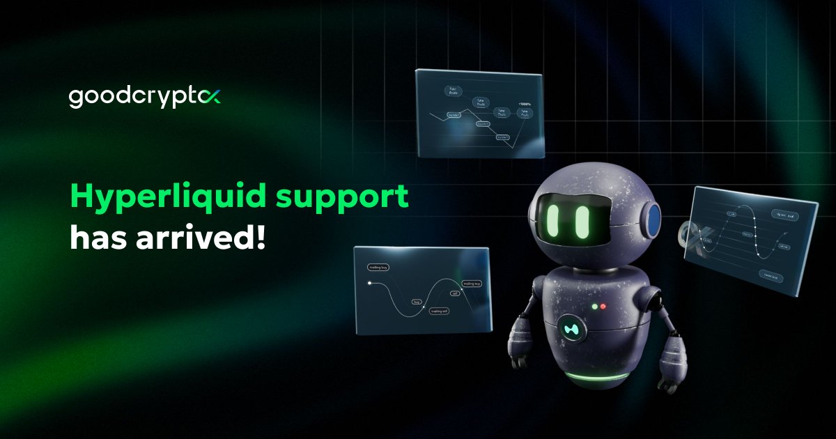 GoodCryptoApp's tweet image. 1/2

⚡️ Hyperliquid support is LIVE! ⚡️

⚙️ We’ve rolled out App v2.4.0 with Hyperliquid support

Unlock CEX-grade PRO features: Grid and DCA bots, Trailing orders, and more - on the web or on the go 📈

Details 👉 buff.ly/LCVdRZ9