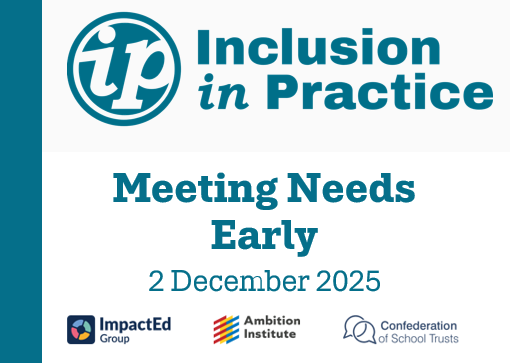 InclusioninPrac's tweet photo. Our third autumn webinar: Meeting Needs Early 🎯

📅 Tue 2 Dec, 4-4:50pm

Hear how trusts and schools are getting to know their pupils and providing early support in response to needs.

Free registration: https://t.co/xRen4mrm4L

#InclusionInPractice #SEND https://t.co/cqzC5aTi0M