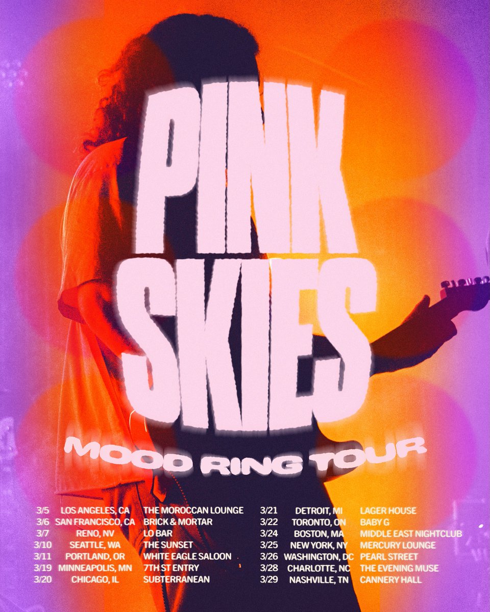 pinkskiesmusic's tweet photo. Mood Ring Tour North American 2026

Tickets on sale this Friday 10am EST. https://t.co/iGOyDuQTPP