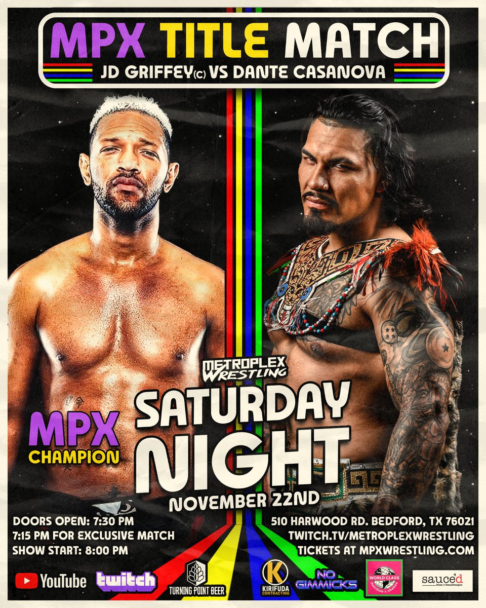 I defend my MPX Heavyweight Championship against <a href="/nwa/">NWA</a> Midwest Champion El Jaguar Dante Cassanova

Nov 22nd in Bedford Texas
Tickets are on sale now 
MPXWRESTLING.COM
-
-
- 𝕊𝕙𝕒𝕕𝕪 -
#ProWrestling #MPX #Dfw #IndyWrestling #NWA