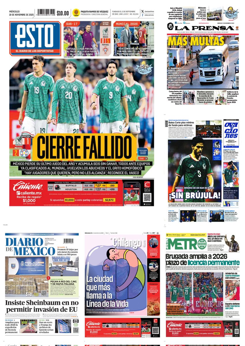 castroclemente's tweet image. Las #Portadas 
-Desmantelan &quot;madriguera&quot; del CJNG en España
- En 910 pesos canasta básica 
- Tri sin rumbo 
Hay #monos ausentes
EsTT: #LMD7 Nayla, Deetox, Miguel Herrera y Costa Rica, Marcelo Ebrard 
Día Internacional del Hombre
#PrimerasPlanas
#TromposyPirinolas
#FelizMiércoles