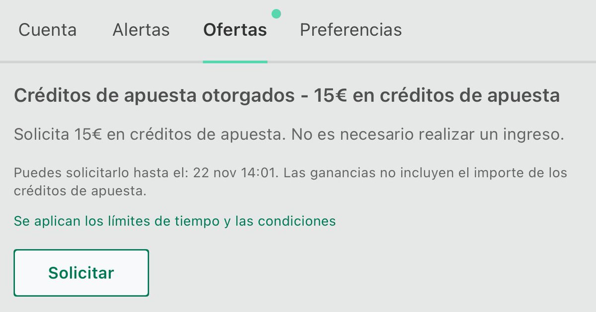 Ya teneis los créditos disponibles para solicitar