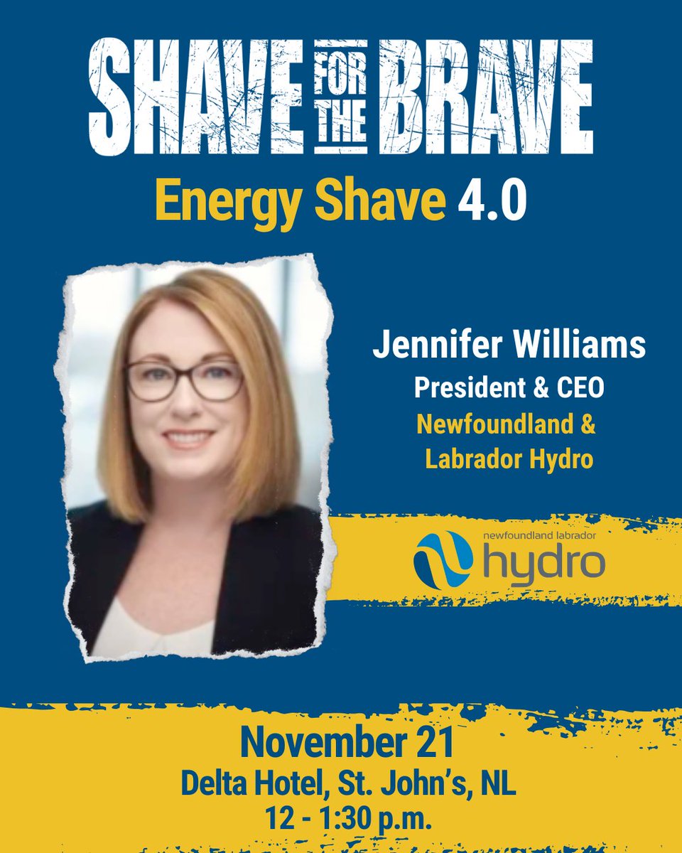 Jennifer Williams, President &amp; CEO at <a href="/NLHydro/">NLHydro</a>, is ready for the most powerful haircut of her life at this Friday’s #EnergyShave in support of <a href="/yacancercanada/">YACC</a> (YACC)!

Thank you for having YACC's back!