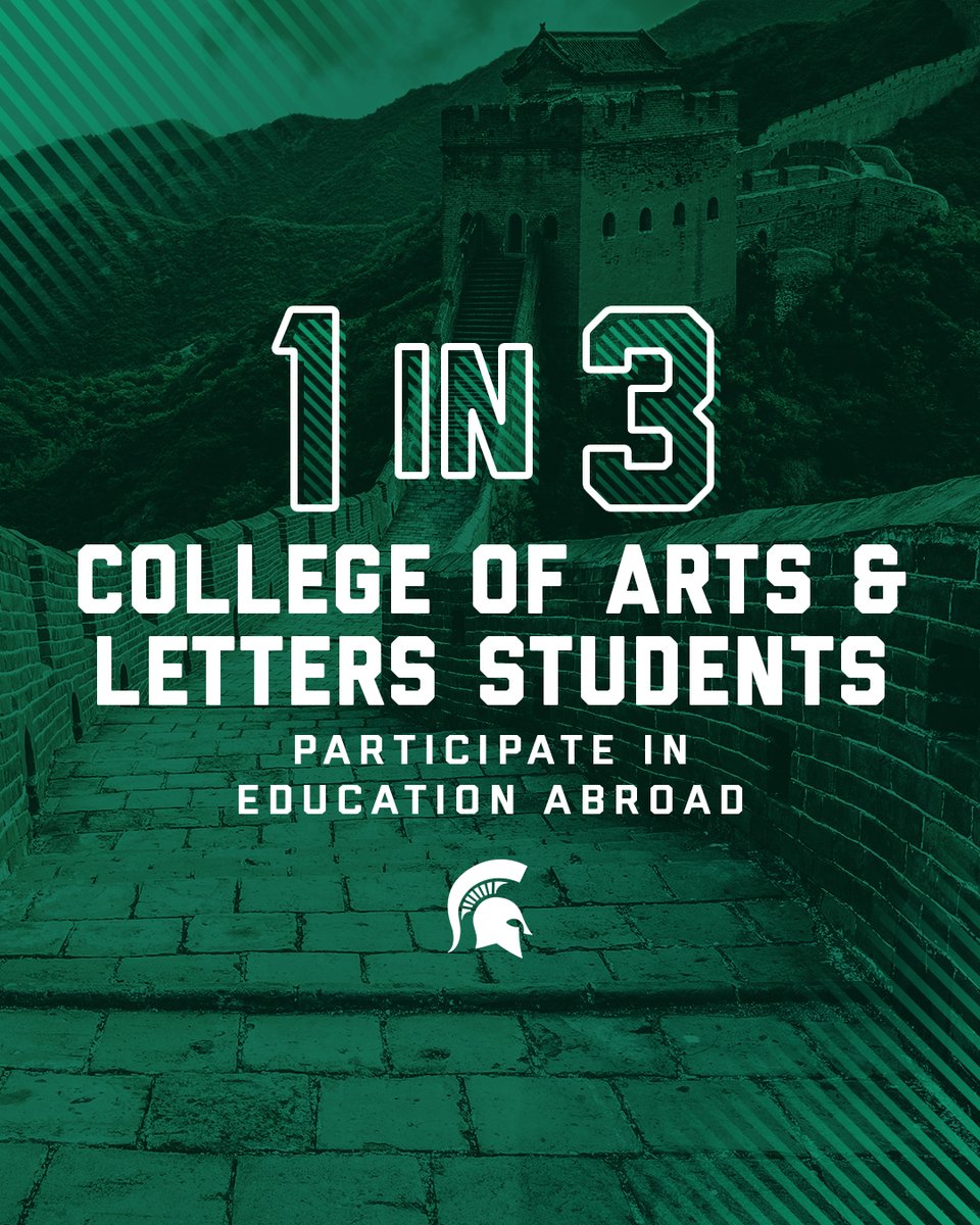Proud of this. The College of Arts &amp; Letters leads 70+ <a href="/michiganstateu/">MSU</a> Education Abroad programs annually and 1 in 3 of our students participate in these cross-cultural experiences. #SpartansAbroad