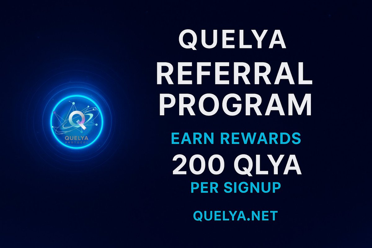 QuelyaProtocol's tweet image. Quelya Referral Program is LIVE!
Earn free $QLYA by inviting your friends before launch! 🔥
💎 50,000,000 QLYA in rewards
 👥 Earn bonuses for every referral
 🌐 No purchase needed
 📅 Limited-time pre-launch campaign
Join here 👉 sweepwidget.com/c/95100-y8wite…
Follow @quelyaprotocol &amp;amp;…