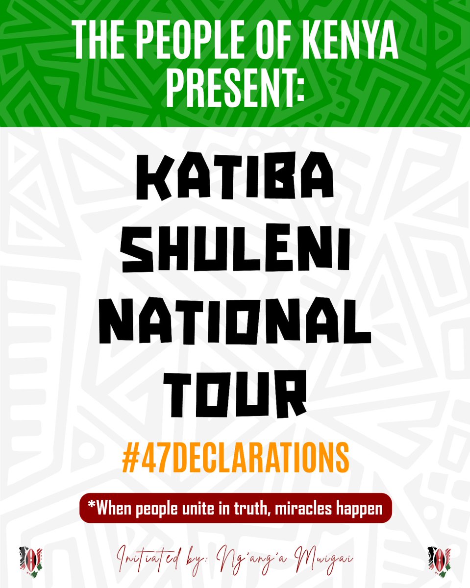 The governance and accountability issues the country is experiencing do not just erupt from our adulthood, but it's something that must be addressed and taught from childhood. Let's rally behind <a href="/NgangamuigaiCoK/">Ng'ang'a Muigai</a> in this coastal caravan tour for #KatibaShuleni 
<a href="/HakiYetuOrg/">Haki Yetu</a>