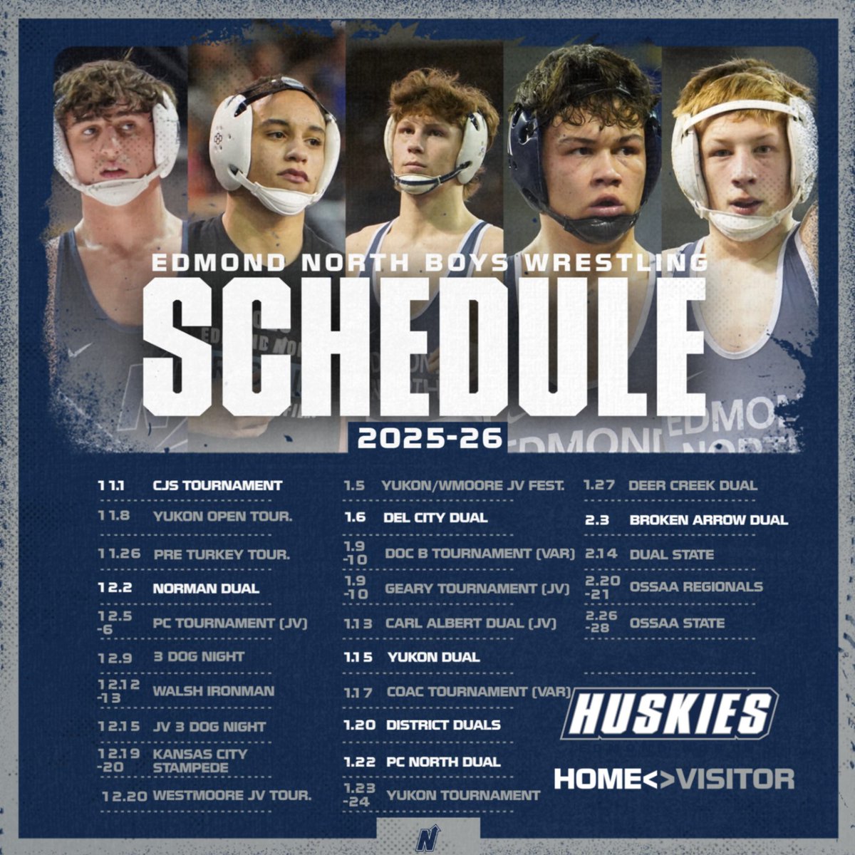 Edmond North Boys Wrestling opens the season with a #11 National Ranking!  They will kick off their dual schedule on December 2nd against Norman! #HuskyNation @edmondnorthwrestling