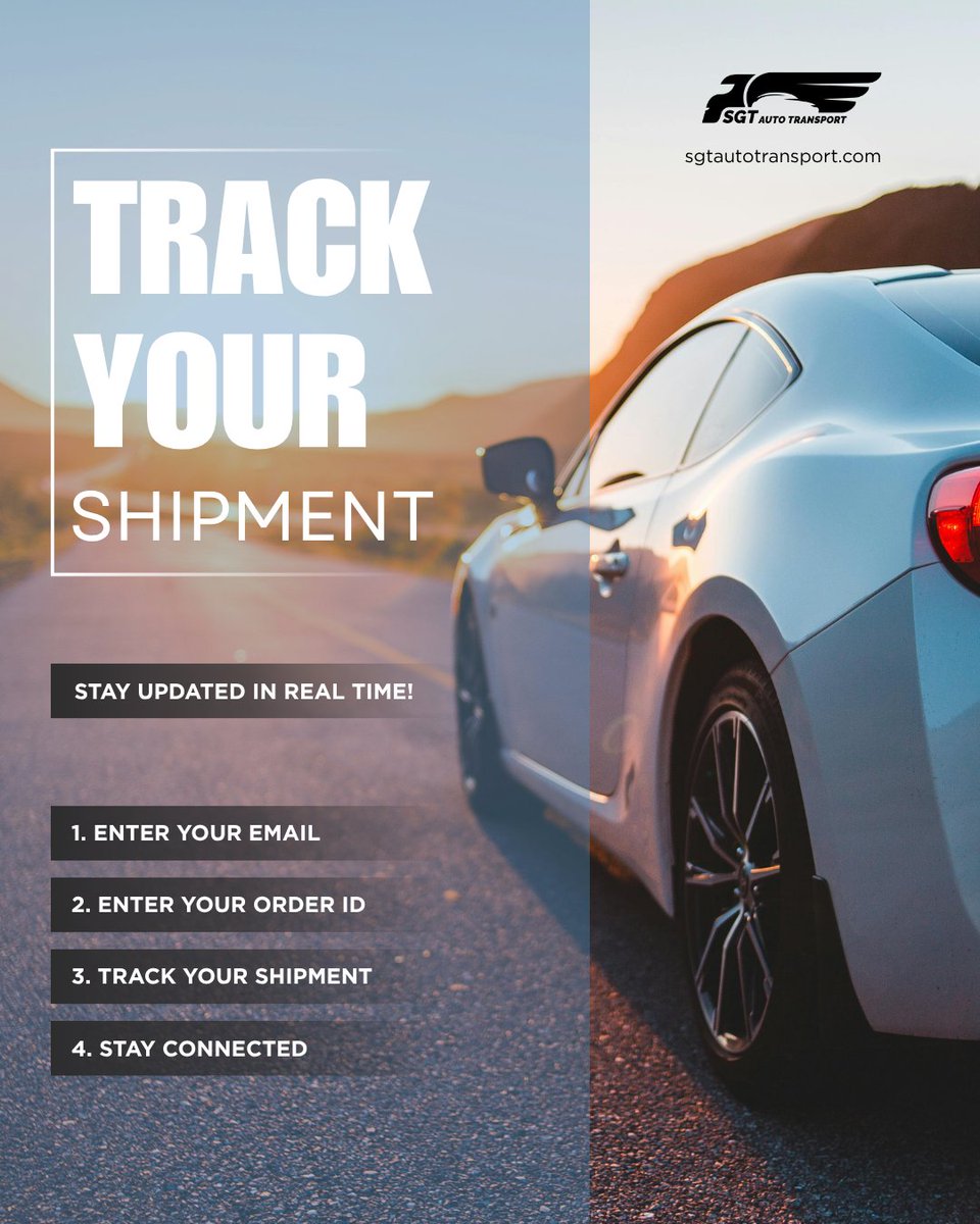 sgt_auto's tweet photo. ✨Big News! ✨
You are now able to track your vehicle during transport - giving you real peace of mind while your car is on the move.
Just enter your Order ID and email to see real-time updates on your shipment: https://t.co/f1ou4jMy4T
#ReliableTransport #AutoShippingExperts https://t.co/DkXpd8IS3B