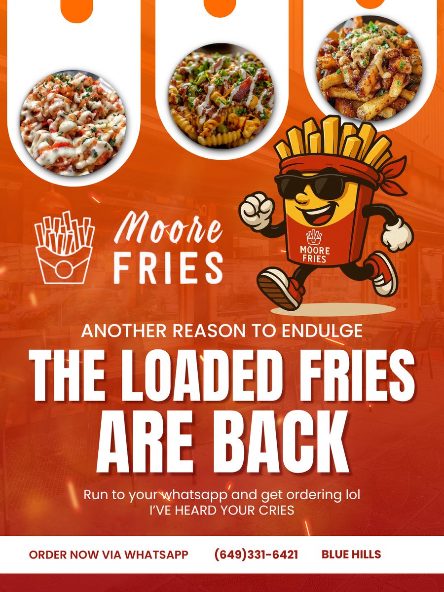 ChefTci's tweet photo. 🍟 They’re back! The loaded fries you’ve been craving are finally here 😎
📅 Nov 24, 26 &amp; 29 | 📍 Blue Hills
💸 Prepaid orders only — first 10 get 2 free sauces!
📲 (649) 331-6421
#MooreFries #AnotherReasonToIndulge #TurksAndCaicosEats https://t.co/43jblUi8qt