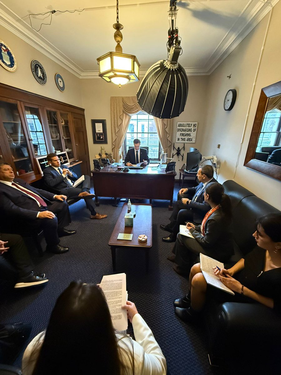 Honored to meet Rep. Pat Harrigan today as part of the Azerbaijani delegation. We discussed U.S.–Azerbaijan cooperation, regional security, and how 🇦🇿 protects Jewish life with dignity. Impressed by his leadership and strategic vision.