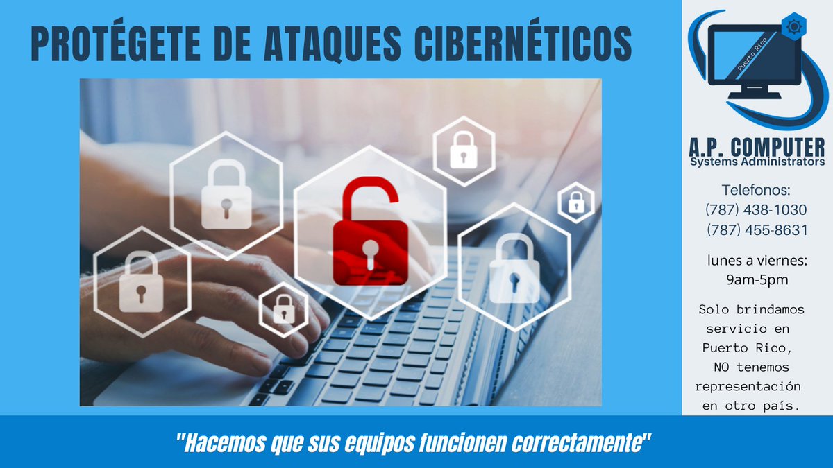 apcomputerpr's tweet image. Protégete de ataques cibernéticos, Phishing y robo de datos personales:
#reparaciondecomputadoras #reparaciondelaptops #APComputer #APComputerSystemsAdministrators #APComputerSystems #APComputerPR #APComputerPRUSA #Dios #Diosesbueno #God #Godisgood