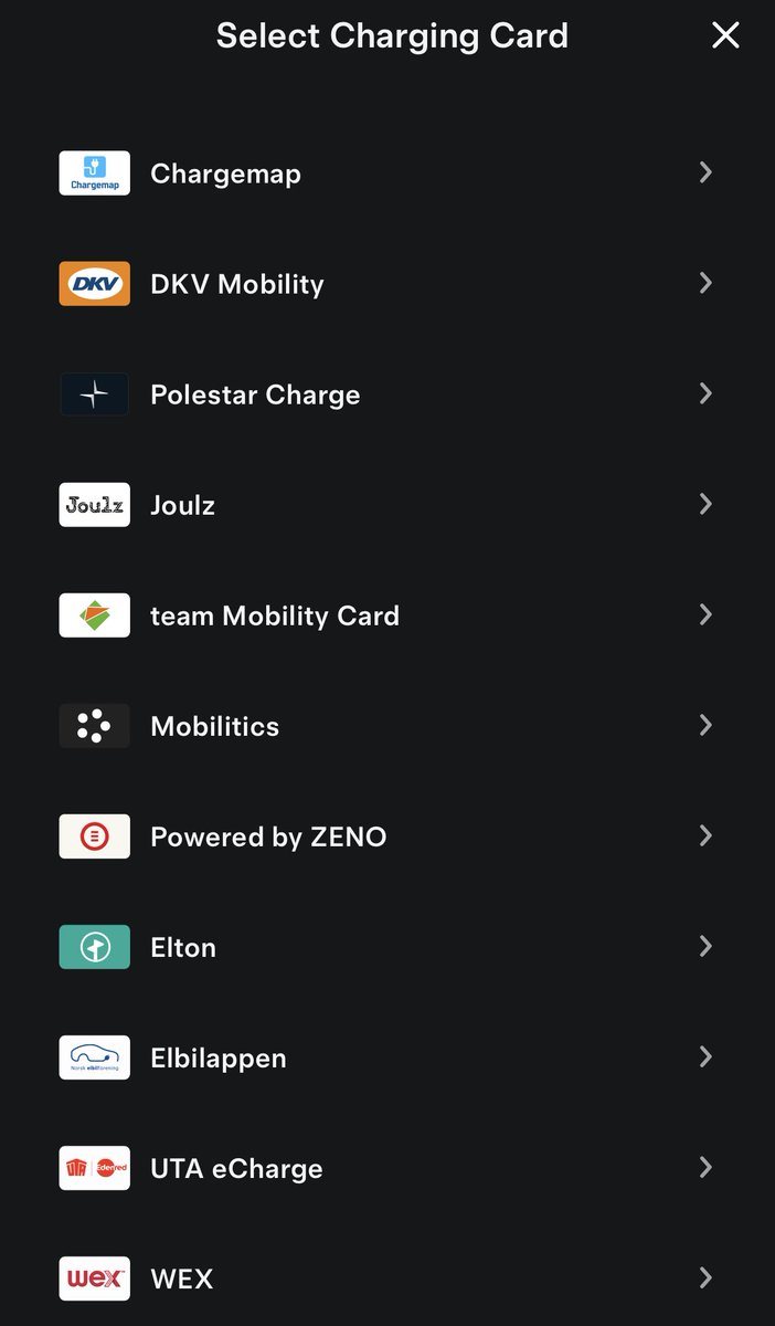 After latest Tesla app update -&gt; Charge cards available in EU area