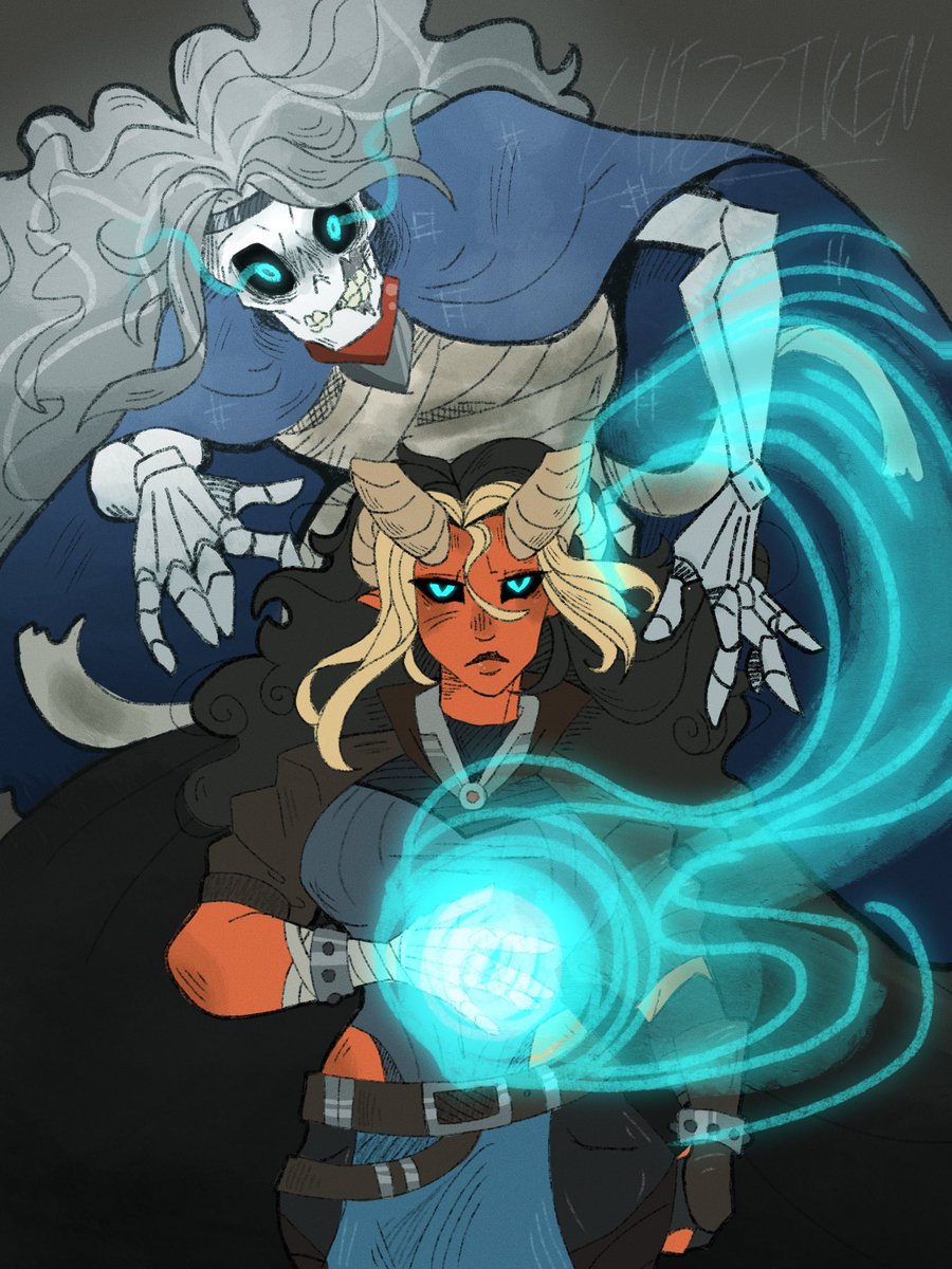 Chizziken's tweet photo. Commission for the lovely @TDGFreak99 of her character and her patron!

#art #ArtCommission #dndoc https://t.co/BynneP1bcF