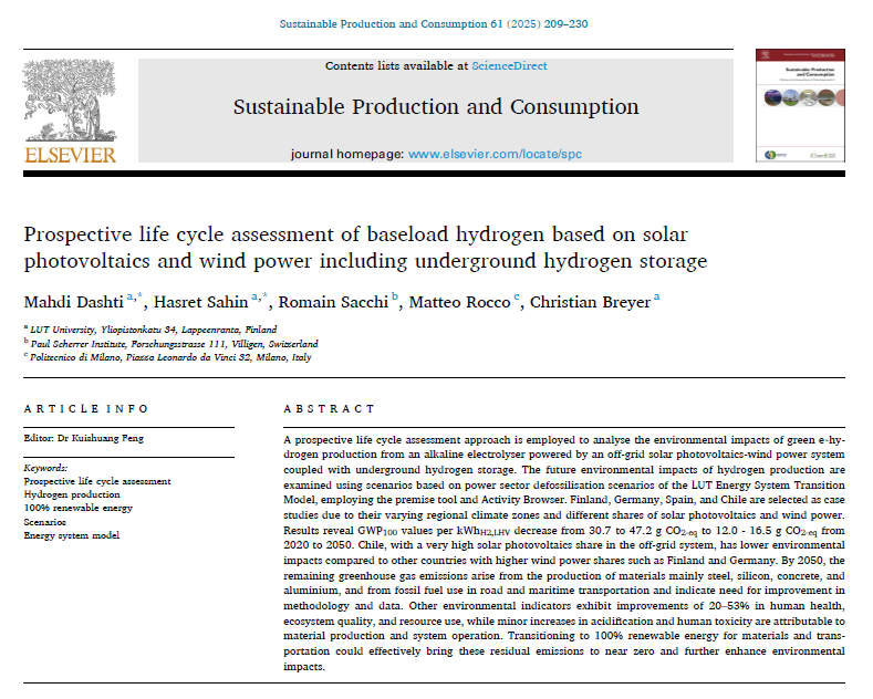 ChristianOnRE's tweet image. 1/📢New research @UniLUT in collaboration with @psich_en @polimi doi.org/10.1016/j.spc.… presents a comprehensive prospective #LCA of baseload #hydrogen from off-grid #solarPV &amp;amp; #windpower with #electrolysis supported by underground storage. @SustProdCons