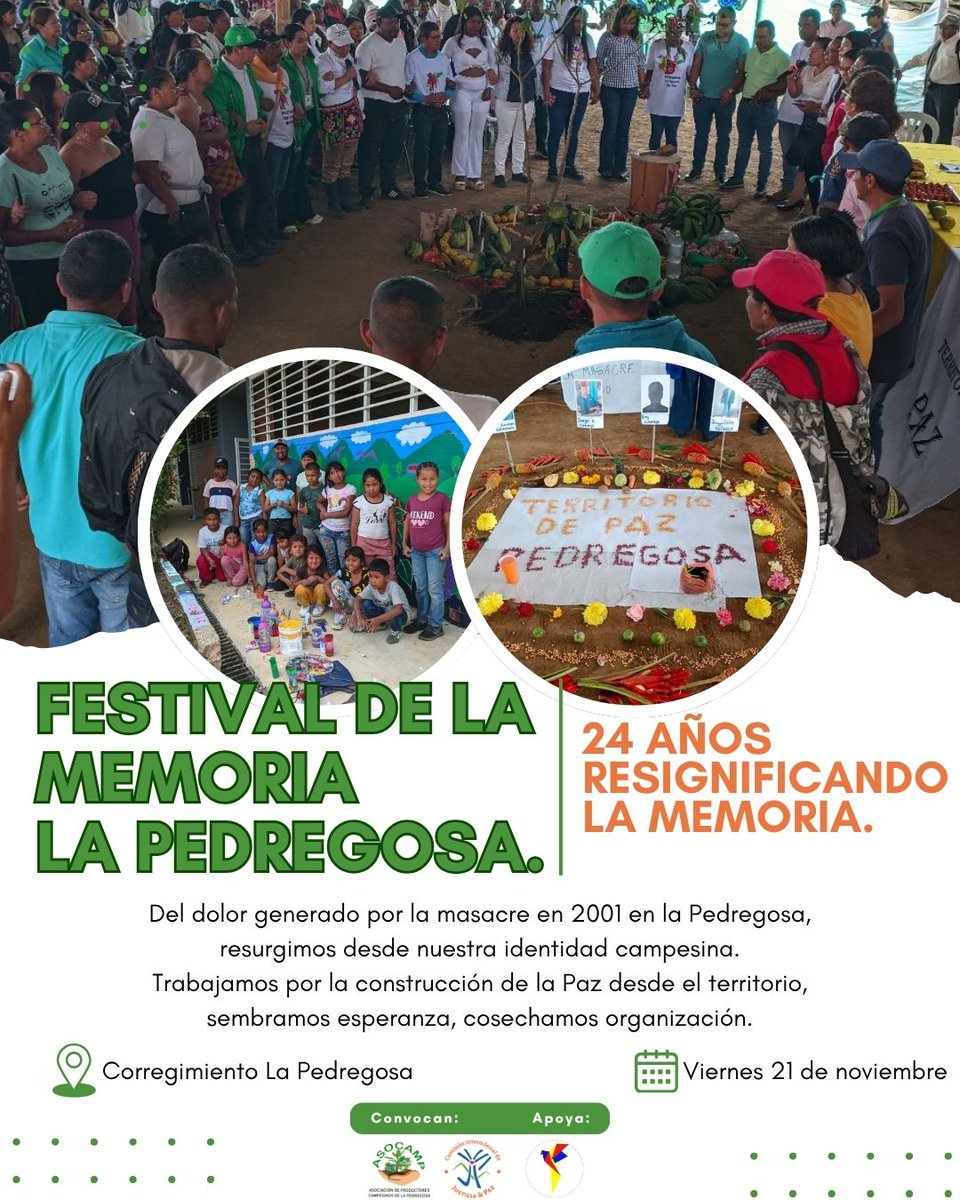 📢 #PartiSiPa | Festival de la Memoria La Pedregosa. 🧡
Un momento para reunirnos, recordar y celebrar lo vivido.
Te esperamos para construir juntos un espacio de reflexión y unión.  ✊🏽