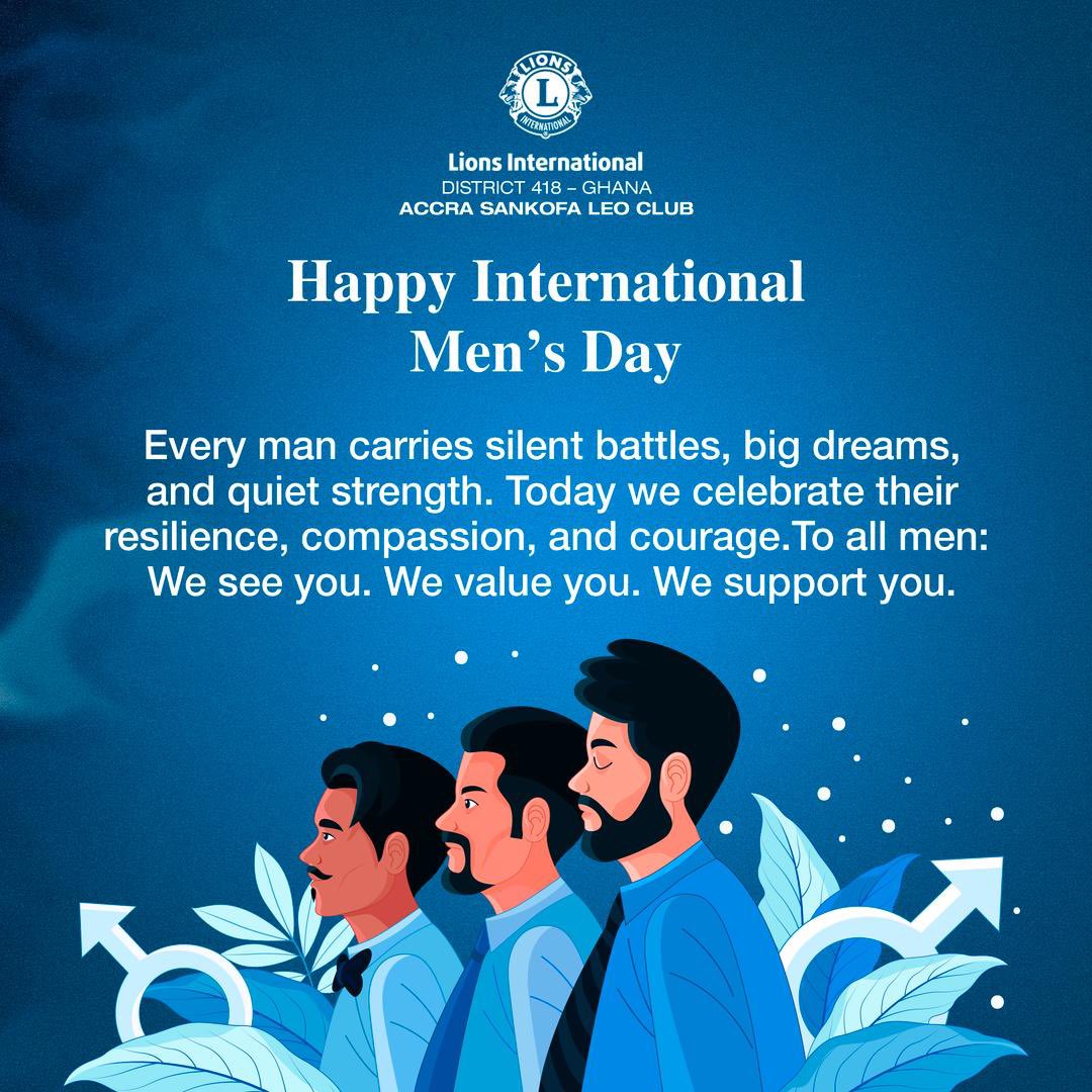 accra_sankofa's tweet photo. Happy International Men’s Day!

Recognising the men and boys who make a difference, cheers to the men and boys who inspire us. We honor your strength, kindness, and leadership. 

Cheers 🥂 

#internationalmensday
#IMD
#accrasankofaleoclub
#thefutureisleo
#weserve https://t.co/BE58B1OvIz