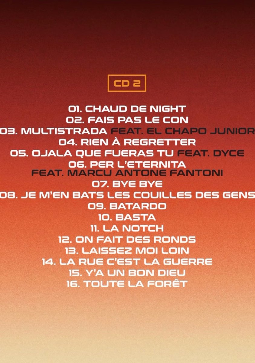 🚨JuL annonce la sortie de son DOUBLE ALBUM !

"TP sur TP"

Avec :
▫️AKON
▫️NAZA &amp; SALIMA CHICA
▫️MORAD
▫️I MUVRINI
▫️EL CHAPO JUNIOR
▫️DYCE
▫️MARCU ANTONE FANTONI

📆 5 DÉCEMBRE