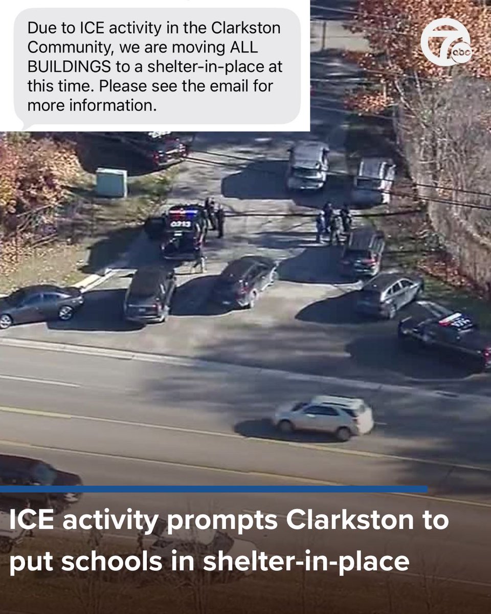 wxyzdetroit's tweet image. The Clarkston Community School District put all schools in a shelter-in-place due to ICE activity in the area late Wednesday morning.