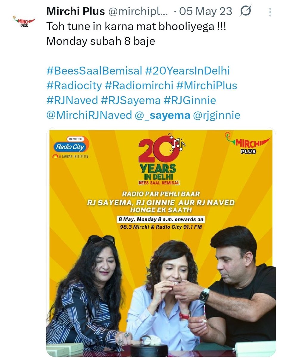 MrSinha_'s tweet image. Radio mirchi @mirchiplus should clarify if she still work with them, and if yes, why?  @vineetjaintimes