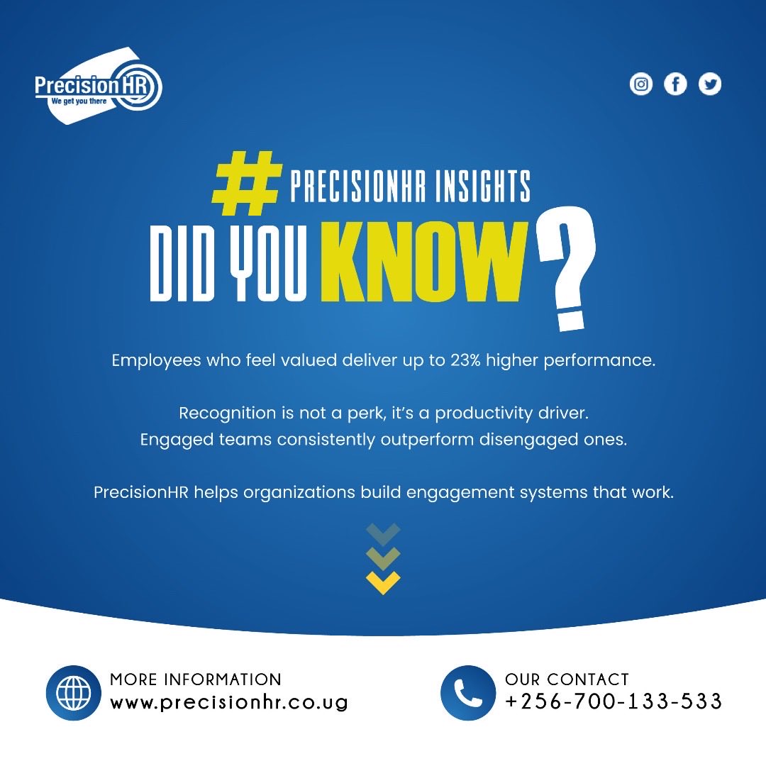 PrecisionHRUG's tweet image. Employees who feel valued don’t just work harder—they elevate culture and performance.
At PrecisionHR, we design engagement systems that align people with organizational goals.
#EmployeeEngagement #PeopleStrategy #HROptimization #PrecisionHR