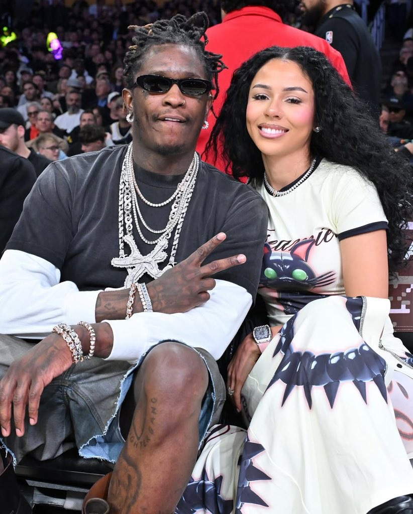 XXL's tweet image. Young Thug and Mariah The Scientist popped out courtside for the Lakers vs. Jazz game last night 🏀