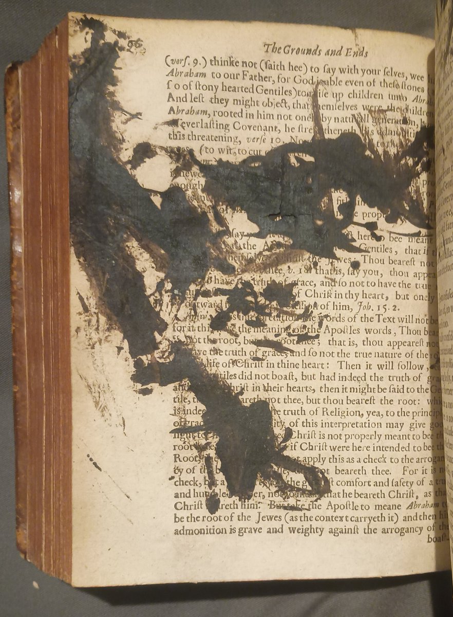 MarshsLibrary's tweet image. And that&apos;s why you can&apos;t have ink in the reading room! Historic damage to a 1647 pamphlet on infant baptism by John Cotton #readers