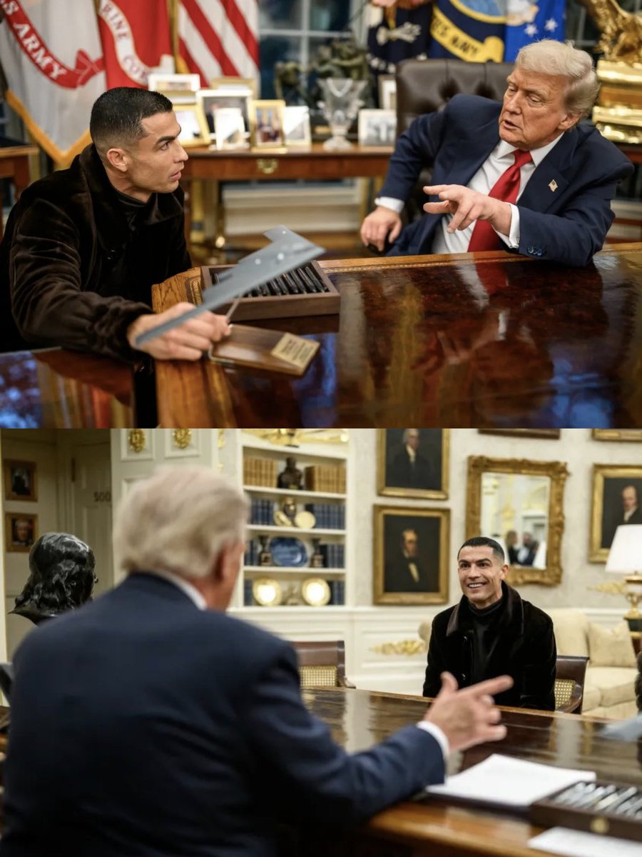 Cristiano Ronaldo 🤝 Donald Trump
📍🇺🇸 White House